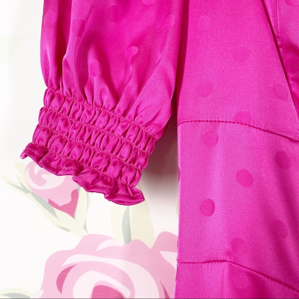 NEW WAYF Magenta Pink Polka Dot Midi Dress XS - Picture 5 of 12